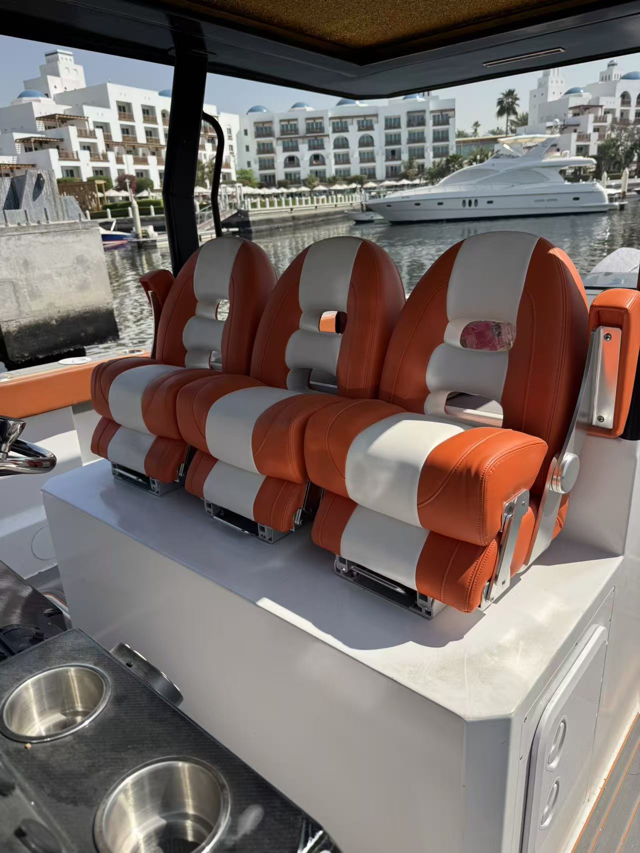 Cat 38 at Dubai Creek Marina - seating deck
